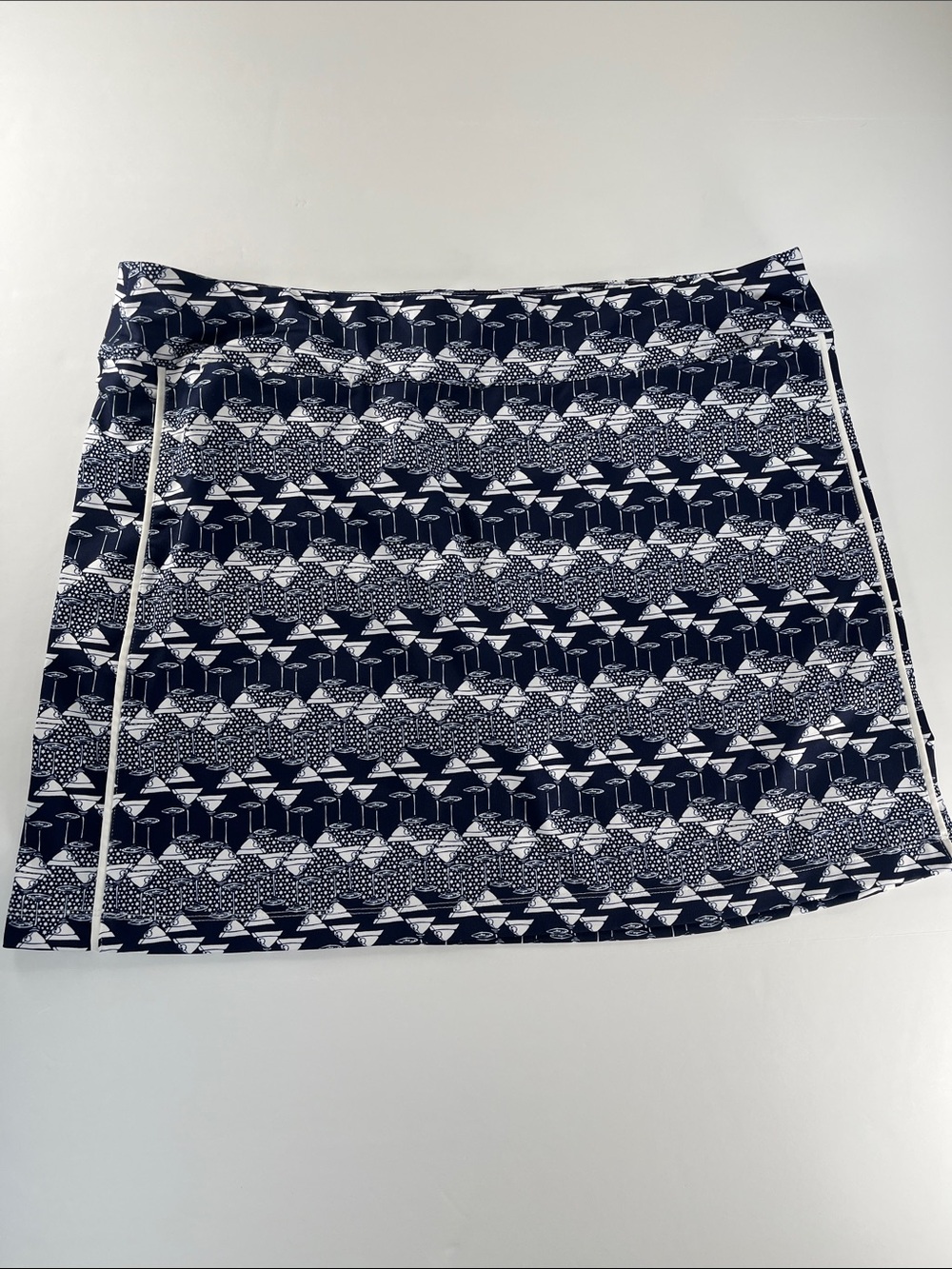 Coral Bay Golf Navy & White Printed Mini Skort with Side Trim Sz XL